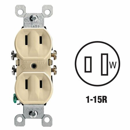 LEVITON 15A Ivory Residential Grade 1-15R Duplex Outlet 006-00223-00I